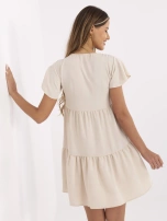Jasnobeżowa rozkloszowana sukienka RUE PARIS