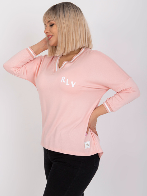 Jasnoróżowa asymetryczna bluzka plus size Marianna