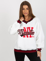 Hurt Biała dresowa bluza z nadrukiem i dekoltem V