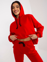 Hurt Czerwony damski komplet dresowy z zamkami i napisami 
