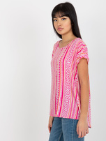 Hurt Pink loose blouse with print made of viscose SUBLEVEL.