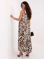 Brązowa letnia sukienka w zwierzęce wzory