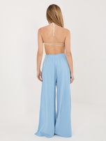 Jasnoniebieskie letnie spodnie z muślinu 