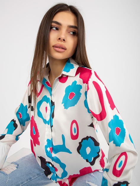 Hurtownia Niebiesko-fuksjowa rozpinana koszula z nadrukiem