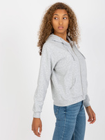 Hurtownia Szara melanżowa rozpinana bluza basic z kapturem