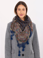 Ciemnoniebieska damska chusta z nadrukiem 