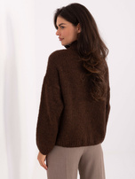 Czekoladowy damski sweter z wełną