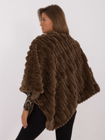 Hurt Ciemnobrązowe ciepłe poncho z futra ekologicznego