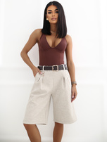 Light beige thicker high-waisted bermuda shorts RUE PARIS.