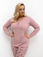 Jasně růžová dámská pyžama plus size z bavlny.