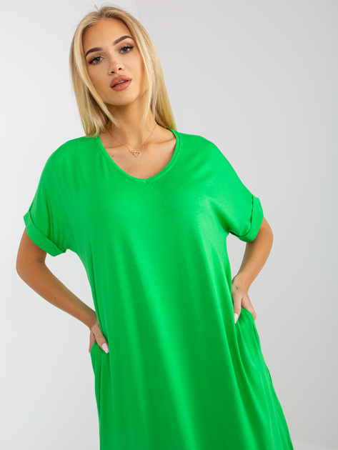 Zielona sukienka oversize z kieszeniami OCH BELLA 