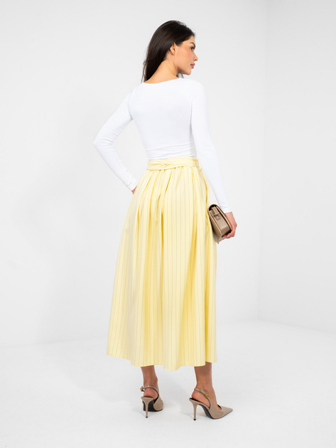 Pastelowa żółta garniturowa spódnica w paski