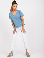 Jasnoniebieski t-shirt V-neck damski Salina MAYFLIES