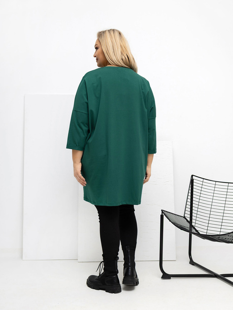 Ciemnozielona bluzka plus size z kieszeniami