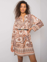 Beige Kleid mit Druck Vancouver.
