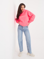 Fluo różowa bluza kangurka z ociepleniem RUE PARIS