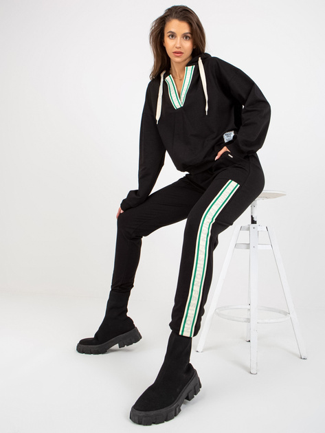 Hurt Czarny bawełniany komplet casualowy z bluzą z kapturem