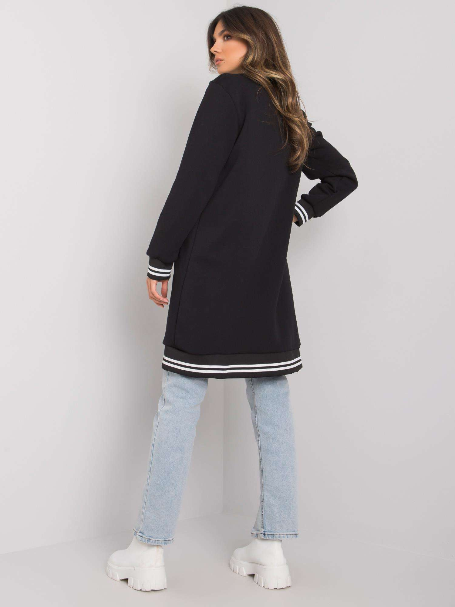 Black long zip-up sweatshirt with the patch Lucia RUE PARIS.