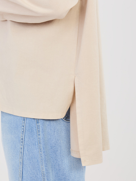 Beżowa damska koszula z dłuższym tyłem