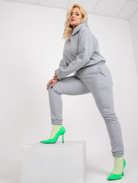 Szary melanżowy dresowy komplet plus size z kieszeniami 