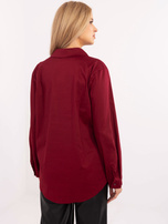Hurt Bordowa rozpinana koszula damska z bawełny