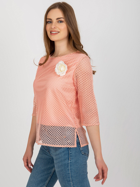 Hurtownia Brzoskwiniowa bluzka wizytowa z kwiatem