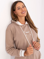 Ciemnobeżowa dresowa bluza z napisem 