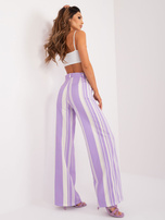 Hurt Fioletowo-ecru eleganckie spodnie z printem