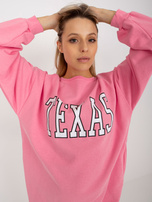 Hurt Różowa długa luźna bluza z napisem i kieszeniami