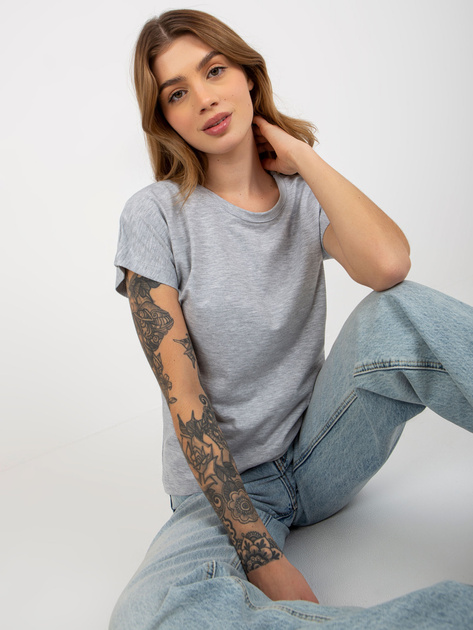 Hurt Szary melanżowy klasyczny t-shirt basic z bawełny