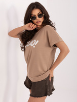 Ciemnobeżowa bluzka z miękkiego materiału RUE PARIS 