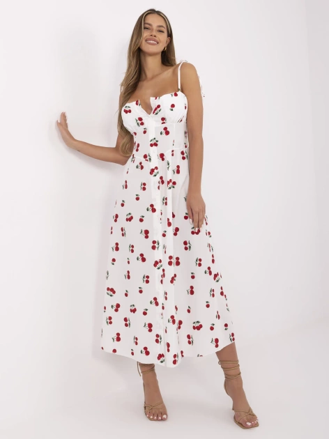 Biała letnia sukienka z gorsetową talią