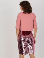 Hurt Brudnoróżowa cekinowa bluzka wizytowa od kompletu 