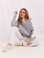 Großhandel Grau-Weiße Sweatshirt Basic ohne Kapuze RUE PARIS.