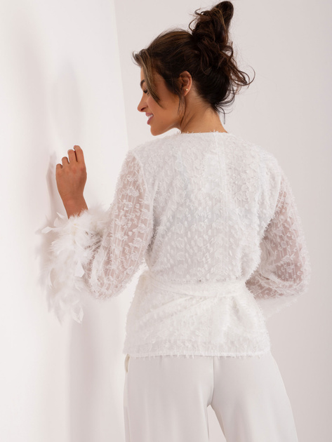 Hurt Biała bluzka wizytowa z kopertowym dekoltem