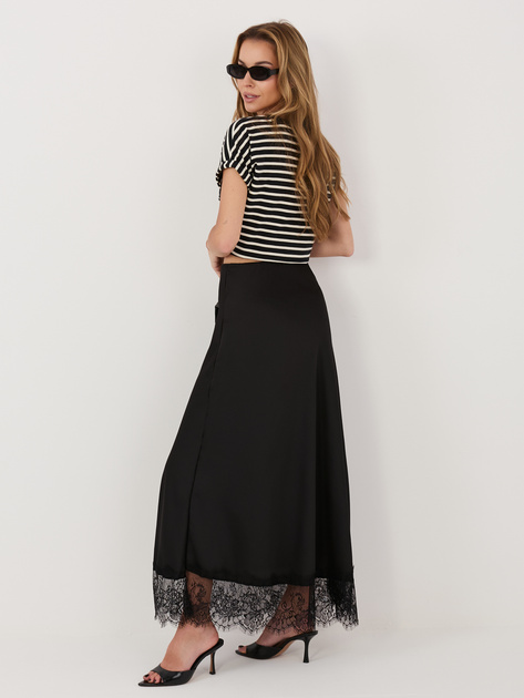 Czarna spódnica z koronkowym wykończeniem RUE PARIS
