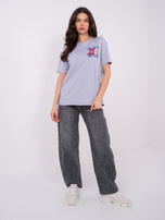 Liliowy damski t-shirt z nadrukiem teddy bear SUBLEVEL 