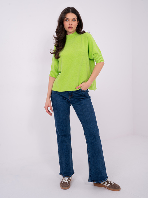 Limonkowy damski sweter z golfem