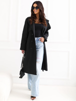 Czarny przejściowy trencz z kieszeniami RUE PARIS