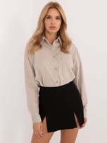 Hurt Jasnobeżowa sztruksowa koszula oversize z bawełny SUBLEVEL