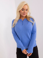 Hurtownia Niebieski sweter plus size ze ścigaczami