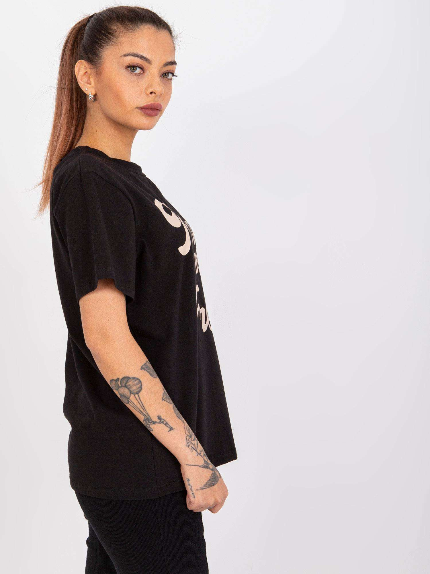 Czarny damski t-shirt z napisem Jade