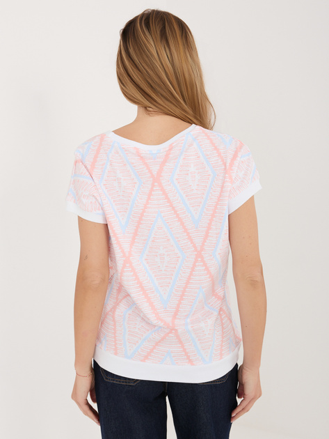 Brzoskwiniowa casualowa bluzka w romby