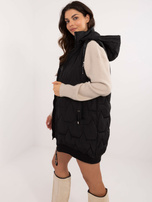 Hurt Czarna pikowana kamizelka damska z kieszeniami