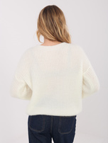 Ecru damski sweter z bufiastymi rękawami