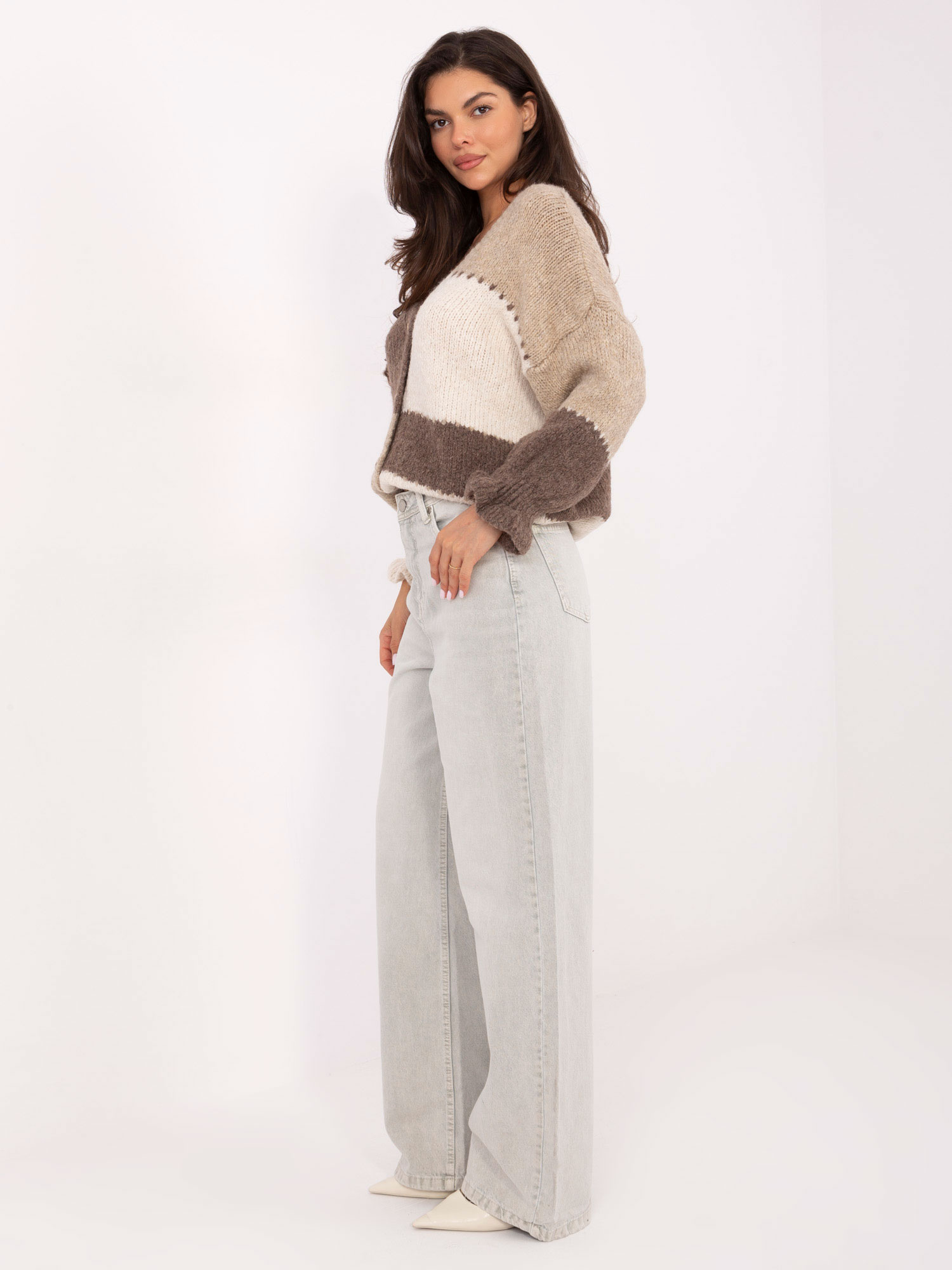 Jasnoszare długie jeansy wide leg SUBLEVEL