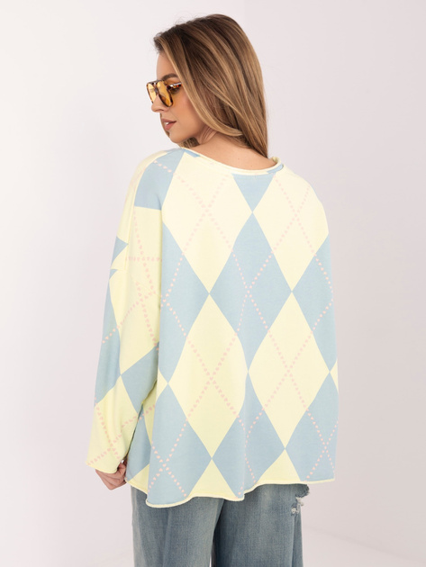 Pastelowa żółto-niebieska bluza oversize z printem