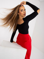 Hurt Czarna dopasowana bluzka basic w prążki RUE PARIS   