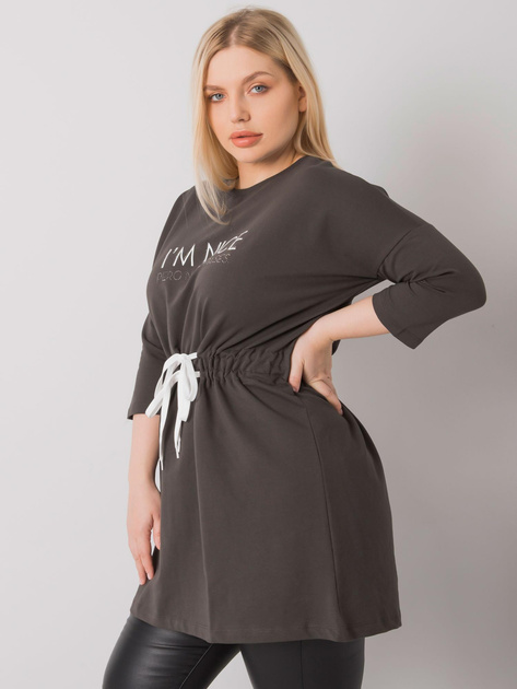 Ciemna khaki tunika plus size z wiązaniem Tulsa