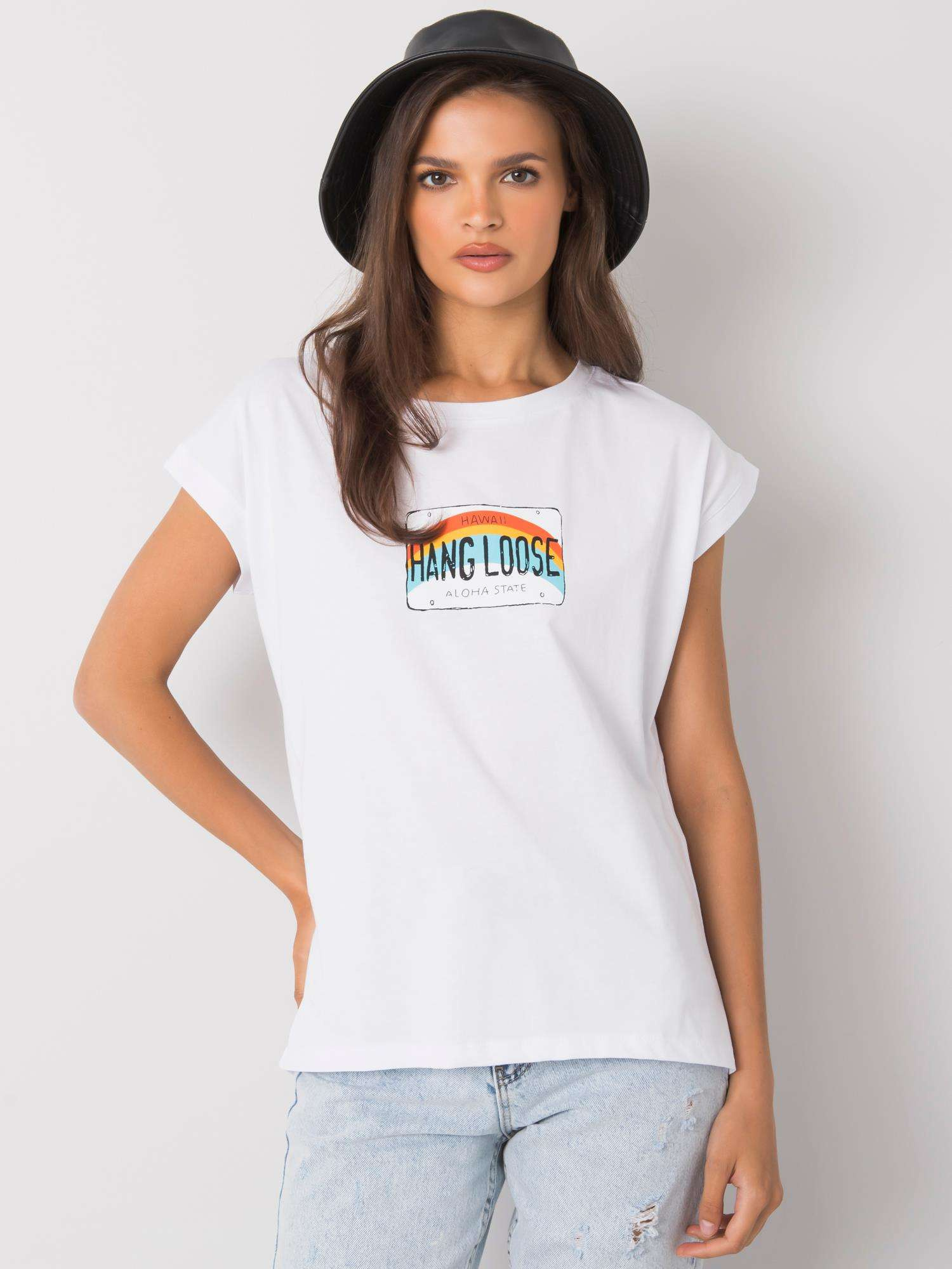 Biały t-shirt z nadrukiem Aloha